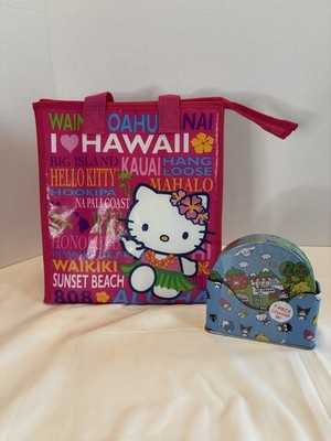 Hello Kitty Hawaii Reusable Tote Bag & Sanrio Friends 7pc Coaster Set Tin NWT