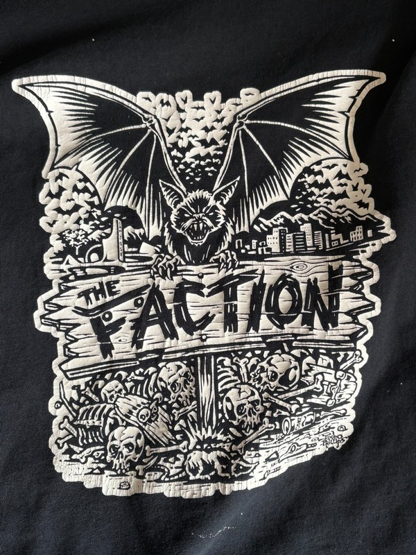 Vintage THE FACTION Bat T-Shirt JIMBO PHILLIPS Graphic Skateboarder Shirt 2X Blk