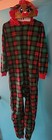 PJs & Presents Reindeer One-Piece Bodysuit Costume Plaid Pajamas With Hood Small