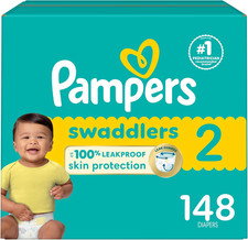 Pampers 148 Pack Swaddlers White Unisex Size 2 Disposable Baby Diapers