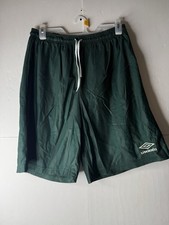 UMBRO Striped Green Baggy Shiny Vintage 1990s Soccer Shorts Size Large
