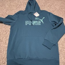 PUMA Nature Blur Fill Logo Pullover Hoodie Mens Blue Casual Outerwear Medium