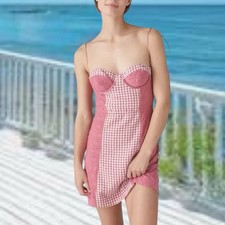 Urban‎ Outfitters M pink Felicity Eyelet Bustier Mini Dress 