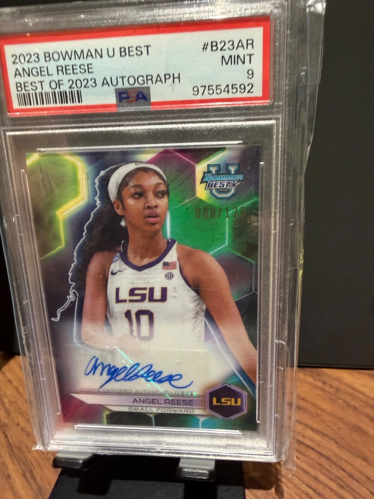 2023 Bowman U Best angel reese /125 psa 9 view 2