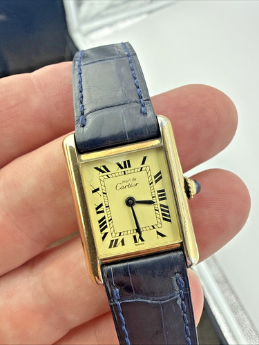 Must De Cartier Tank 21mm Lemon Dial Vermeil 925 Manual Wind Womens Watch Sm