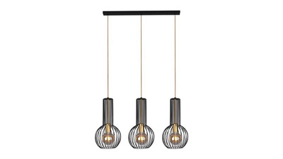 Lampa wisząca ARVI czarna, metalowe klatkowe klosze na E27 nad wyspę kuchenną K-