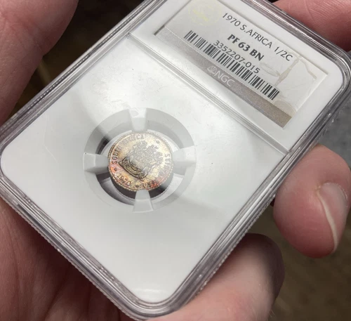 Toner 1970 S. SOUTH AFRICA 1/2 Half CENT Penny NGC PF63 PR63 Bn Toned Toning