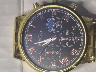 Mey Key Mens Business Wrist Watch Luxury Business Casual Gold Dial Gold Strap