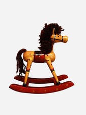 Wood Rocking Horse Christmas Tabletop Decor Vintage 7"H