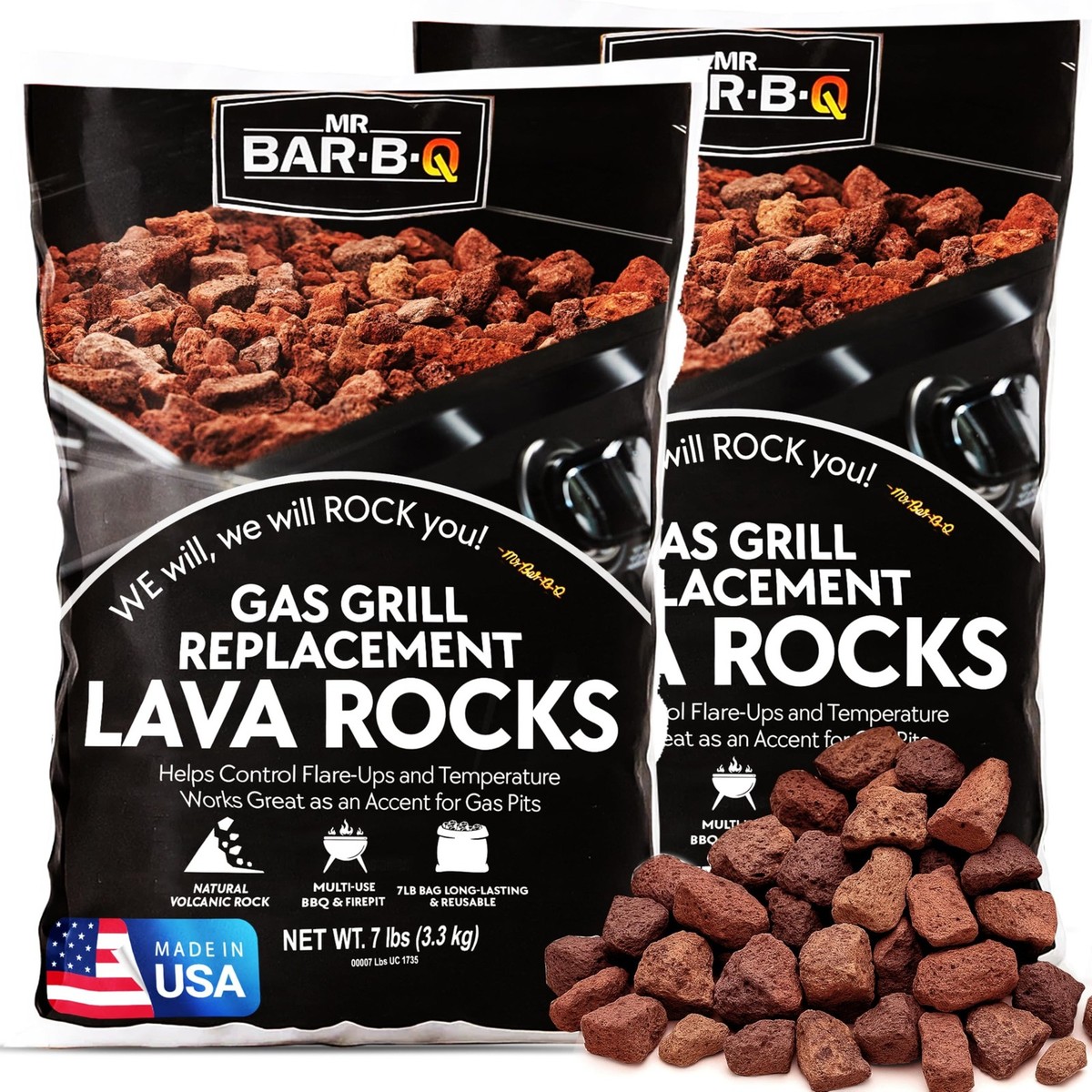7 Lb. Bag of Natural Lava Rocks for Outdoor BBQ Cooking, Burner
