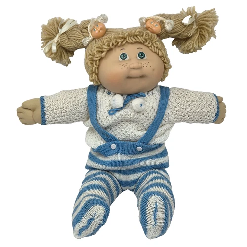 VINTAGE 1984 CABBAGE PATCH KIDS JESMAR SPAIN DOLL BLONDE GIRL FRECKLES GREEN # 3
