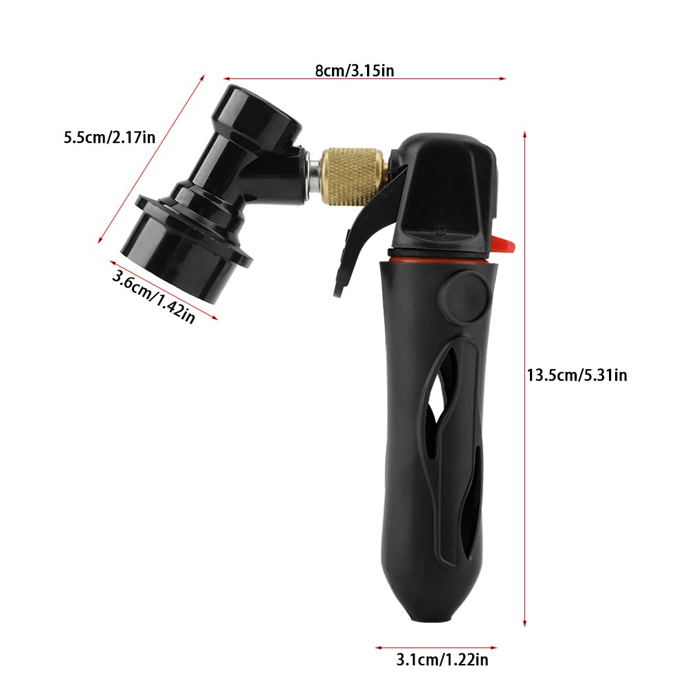 *Portable Homebrew Keg Charger Handheld CO2 Injector Draft Beer Dispenser(Black)