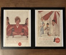 Vintage Coca-Cola Print Ad Set - Framed 1962 Woman In Red & 1955 “Come Time” Ads