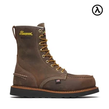 THOROGOOD 1957 SERIES WP 8″ CRAZY HORSE STEEL MOC TOE BLK WEDGE BOOTS 804-3878