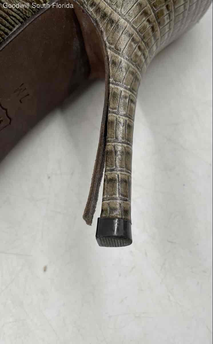 Authentic Tory Burch Womens Geoff Brown Lizard Pump Heels Size 7M Damaged Heels thumbnail 8