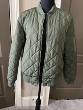 Faded Glory Kids 72 Puffer Zip Jacket Dk Green L 12-14 Quilted W/Pockets Unisex