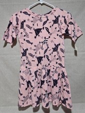 Vintage girls pink GENERRA GIOVINEZZA flutter dress with black umbrella print.