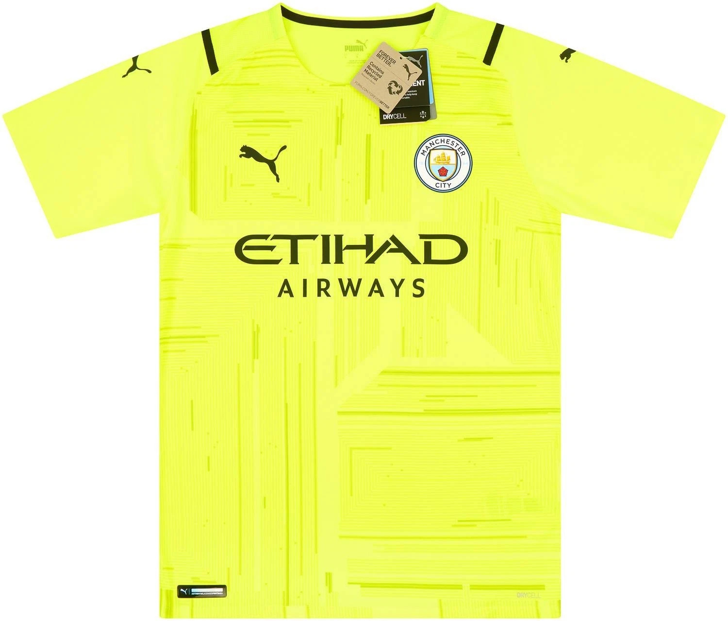 Puma Mens 2021-22 Manchester City Player Issue Gk S/S Shirt/Yellow/RRP £109.99