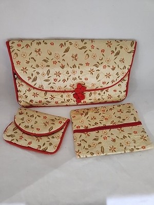 Tree Piece Travel Cosmetic Bag Set Satin New In Bag