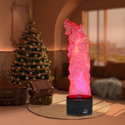 24 × LED Flame Table Lamp Realistic Fire Effect Black Decorative Light