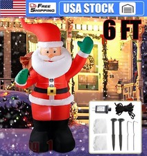 6FT Christmas Inflatable Santa Claus Blow up Light up with LED Lights Xmas Decor