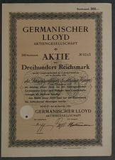 Germanischer Lloyd Aktiengesellschaft 1924 300 RM vinkulierte Namensaktie