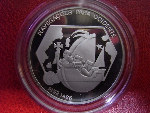 1991 Portugal Large Proof Silver 200 Esc Discovery Eastward Navigation/Ship - Picture 1 of 2