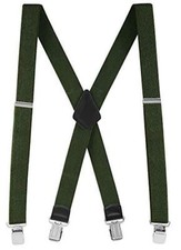 Textured Suspenders for Men - 48" Adjustable Straps 1 1/2" - X Back with Olive