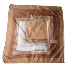 Vtg Fiorini Brown Geometric Square Scarf Metal Tag