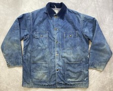 Vintage Big Man JC Penney Denim Chore Coat blanket lined Jean Jacket Size 54