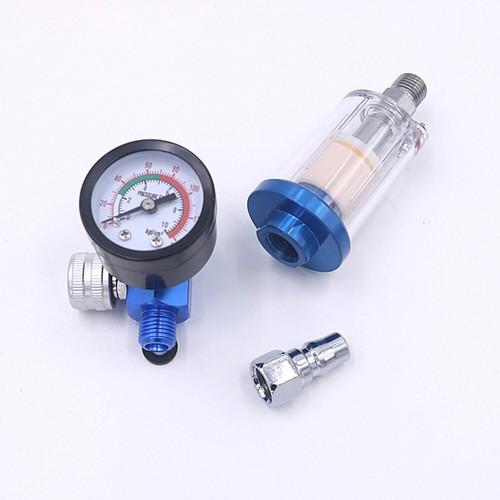 Mini Air Pressure Regulator Gauge Spray Gun & In-Line Water Trap Filter Tool Kit - Picture 9 of 10