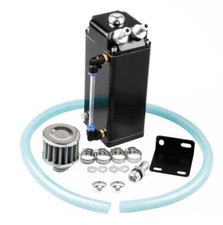 Oil Catch Can Square Shape Aluminum Reservoir With Breather Filter 500ml Black