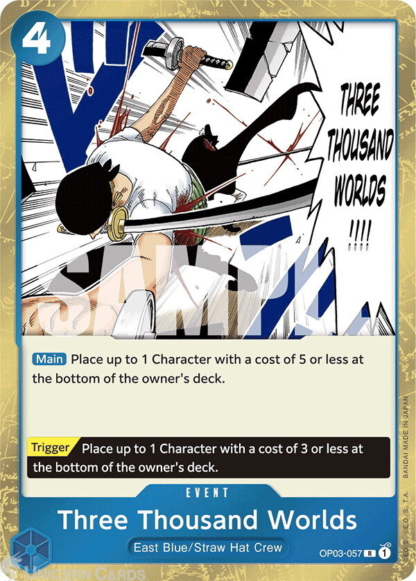 OP03-057 Three Thousand Worlds : Rare English One Piece TCG Card : PRB01: One Pi
