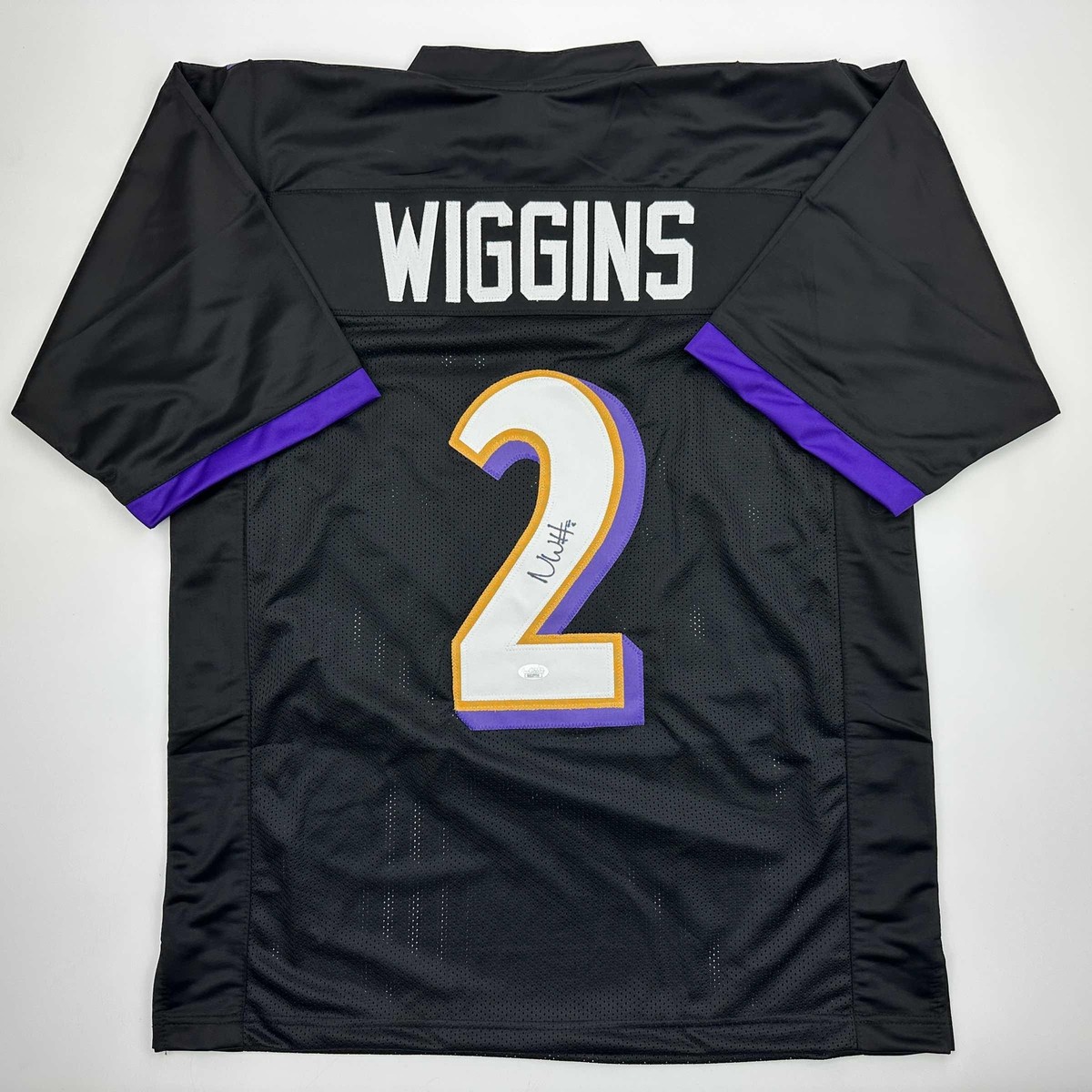 Autographed/Signed Nate Wiggins Baltimore Black Football Jersey