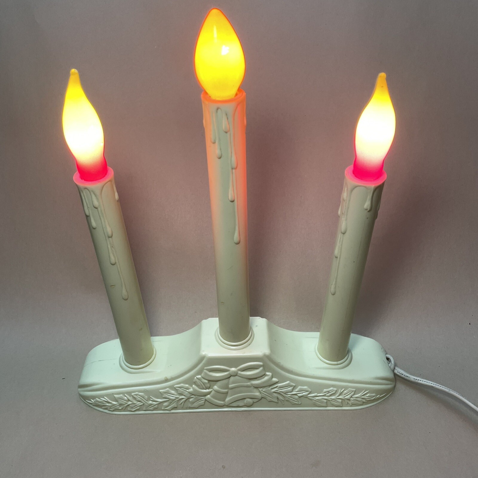 Electric Window Candelabra Candles Vintage Christmas 3 Light Plastic Drip
