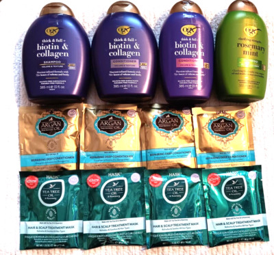 OGX Biotin Collagen Rosemary Mint Shampoo Conditioner Hask Treatment Mask Lot