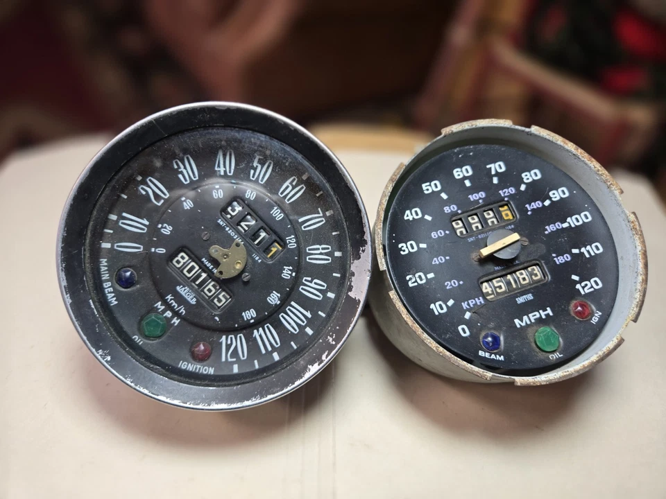 Paquete de 2 velocímetros Triumph Spitfire MK IV Jaeger Smiths 1970-74 - caja S1 5 #26 Foto 4 de 4