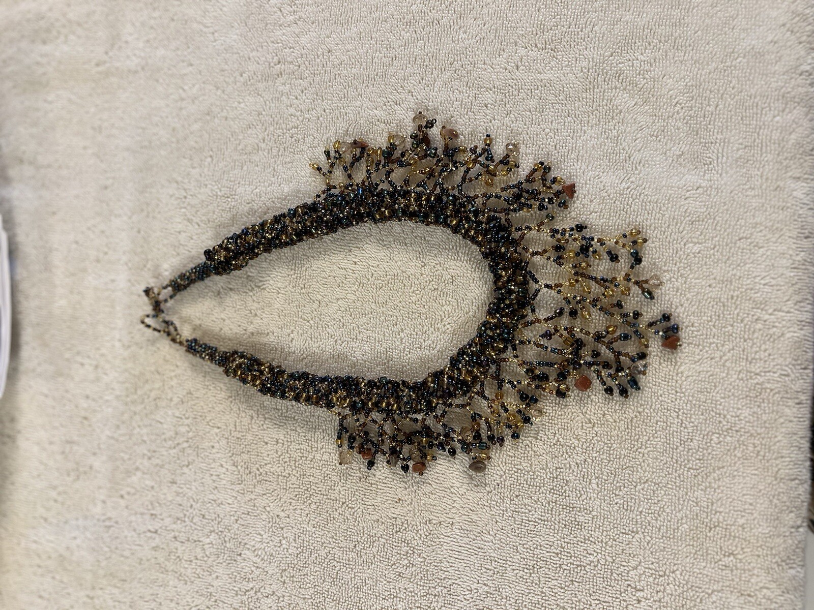 Designer Statement Necklace Multi Colored Seed Be… - image 1