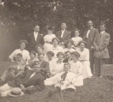 Vintage Postcard Real Photo Family  Girls all dressed in white  c 1904-1918