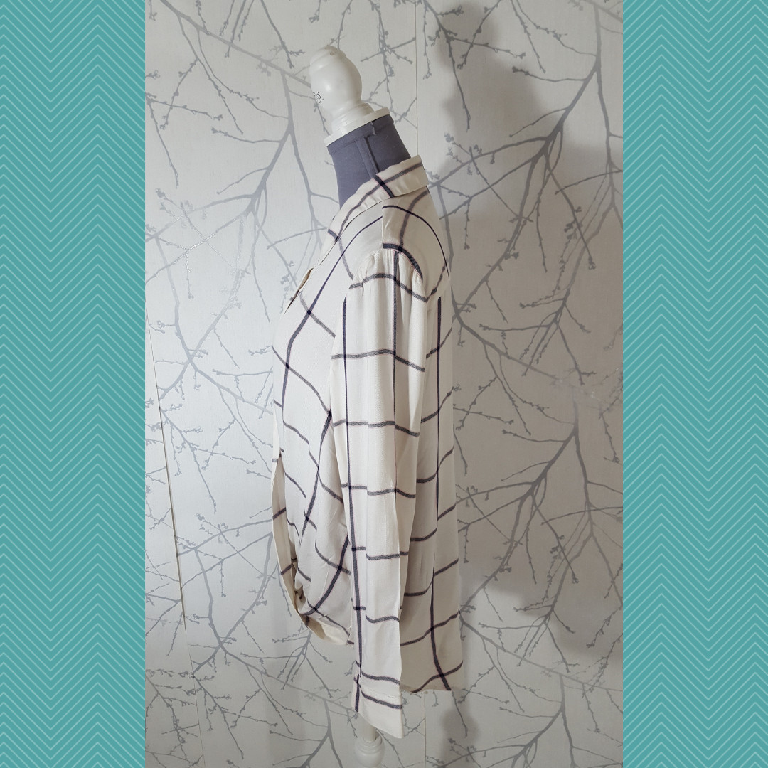 BCBGeneration Ivory Windowpane Checks Surplice Hi… - image 3