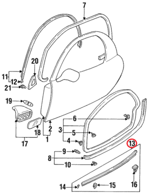モールディング部品 FD01-50-640E/650Eセット Genuine MAZDA Front Door Belt Line Molding FD01-50-640E FD01