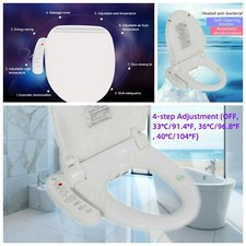 Electric Bidet Toilet Seat Dual Nozzles Dry Warm Massage Heated Anti-bacteria US