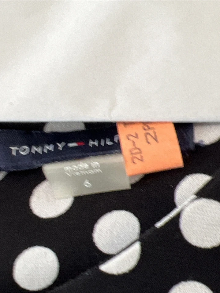 Tommy Hilfiger A-line Dress Black with Polka Dot Bell Sleeve Women size 6 - Image 4 of 4