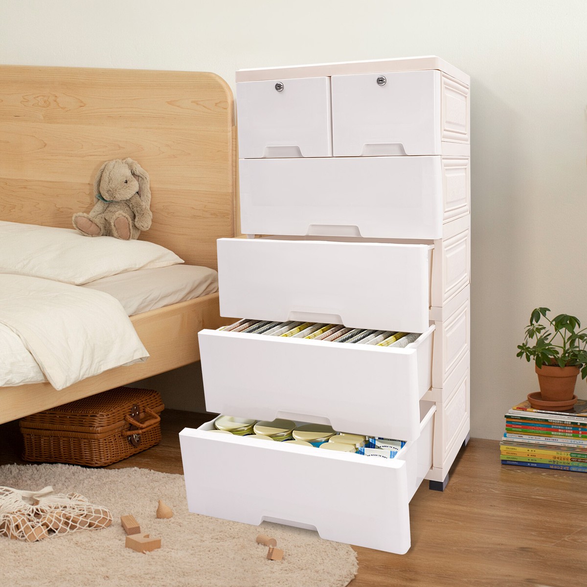 6 Drawers Mobile Toys/Snacks Organizer, Storage Cabinet, Daily