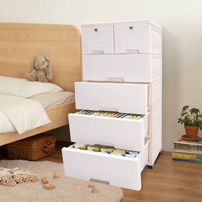 PP Drawers Dresse Floor Standing Storage Cabinet W/ 6 Drawers For Socks, Toys
