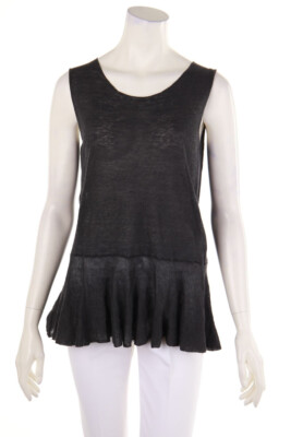 Soho de Luxe Knit Top Linen Cotton Volants Frills I 44 = D 38 anthracite NEW
