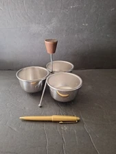 Mid Century Danish Modern Chrome and Teakwood Condiment Set