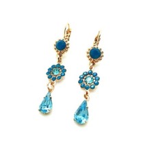 Earrings By Mariana Woman Dangling Aquamarine and Blue Opal Swarovski Crystals