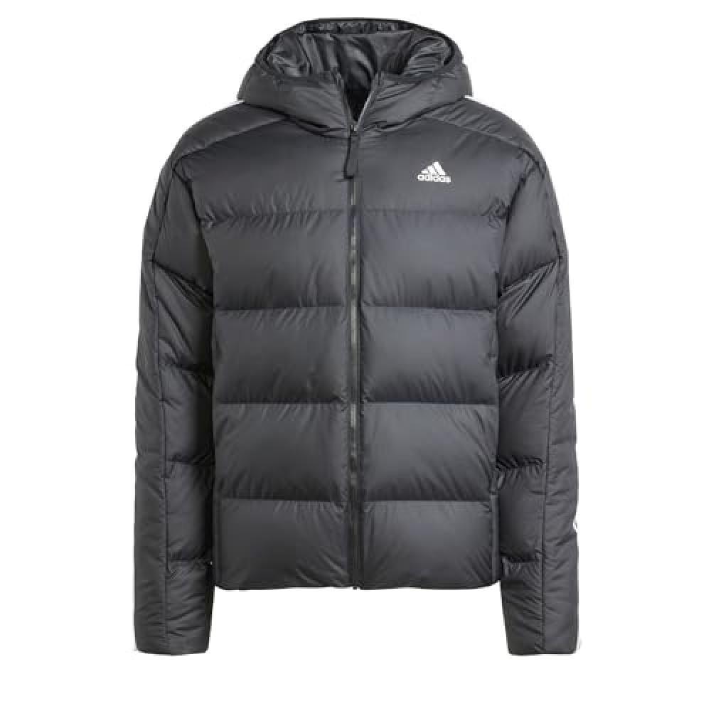 (TG. XS) adidas Uomo Essentials Midweight Down Hooded Stripes Jacket, Black, XS