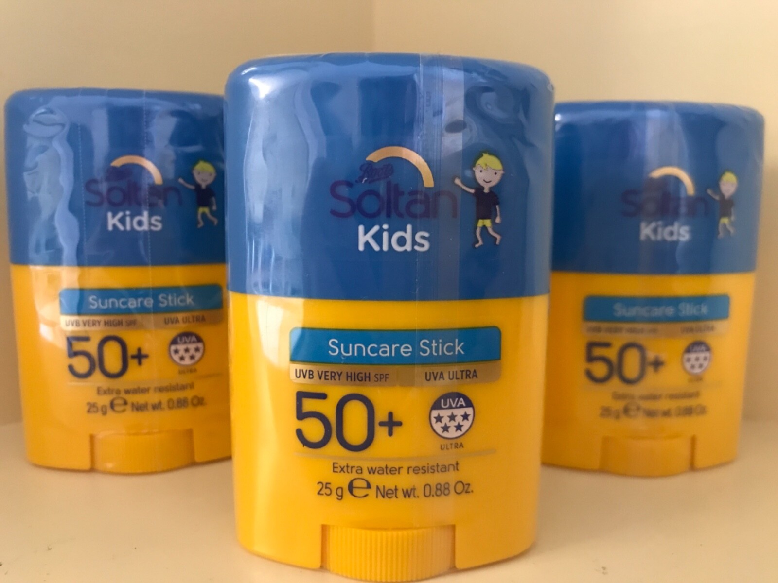 3 X BOOTS SOLTAN KIDS SUNCARE STICK SPF50+ 25G EXTRA WATER RESISTANT eBay